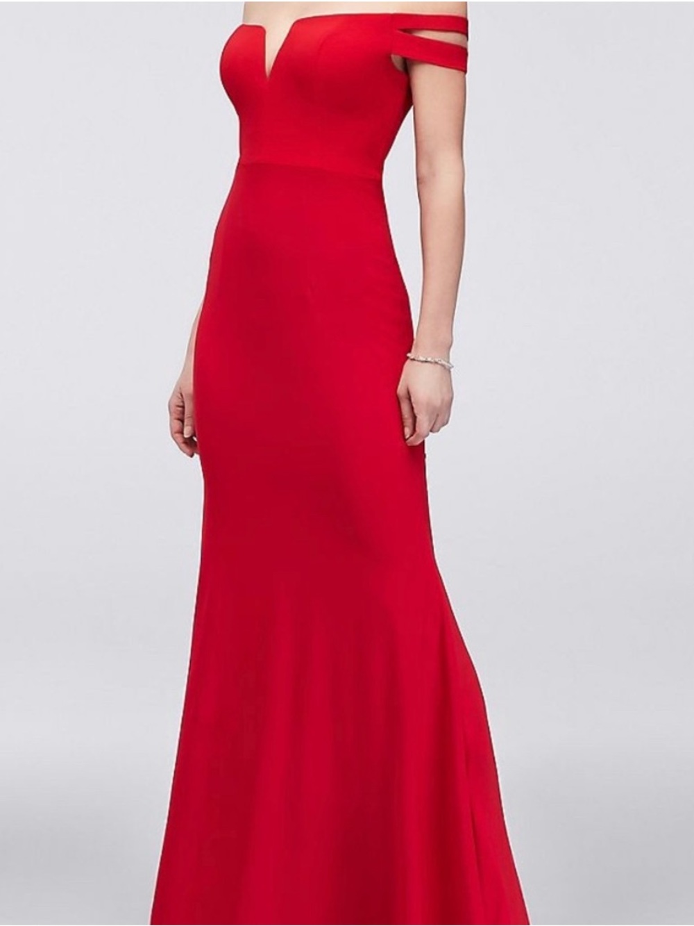 NWOT Xscape Red V-Neck Maxi Dress with Double Straps